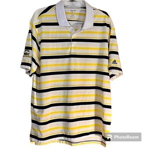 Adidas Golf Climalite Polo Shirt Polyester Black & Yellow Stripes Men’s Large